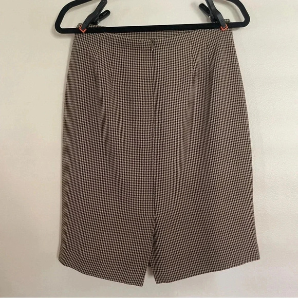 Liz Claiborne Vintage Classics Brown Grid Plaid Tan Wool Blend Skirt Womens 10 - Picture 2 of 4
